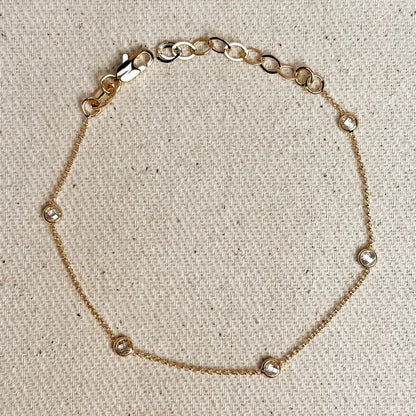 CZ Bezel Bracelet - 18k Gold Filled
