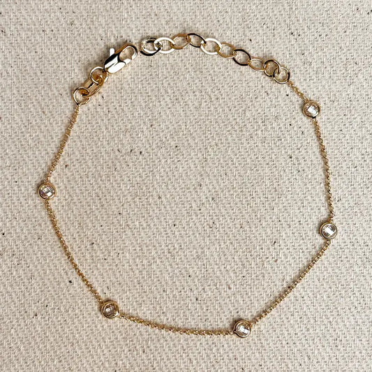 CZ Bezel Bracelet - 18k Gold Filled