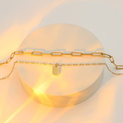 Tag Layered Necklace - Gold