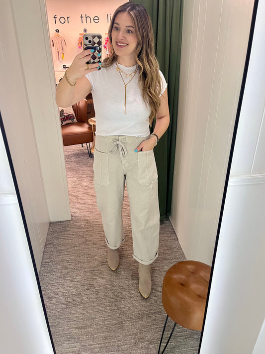 Lottie Lettuce Trim Cropped Tee - White