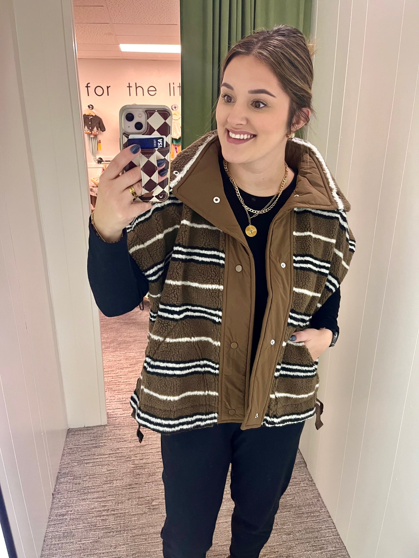 Leann Vest - Striped Brown