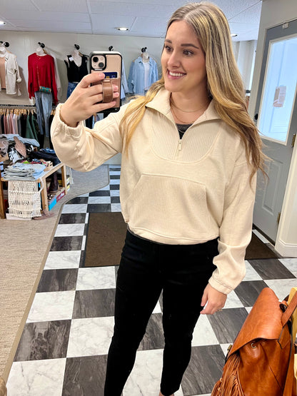 Toni Zip Sweatshirt - Cream