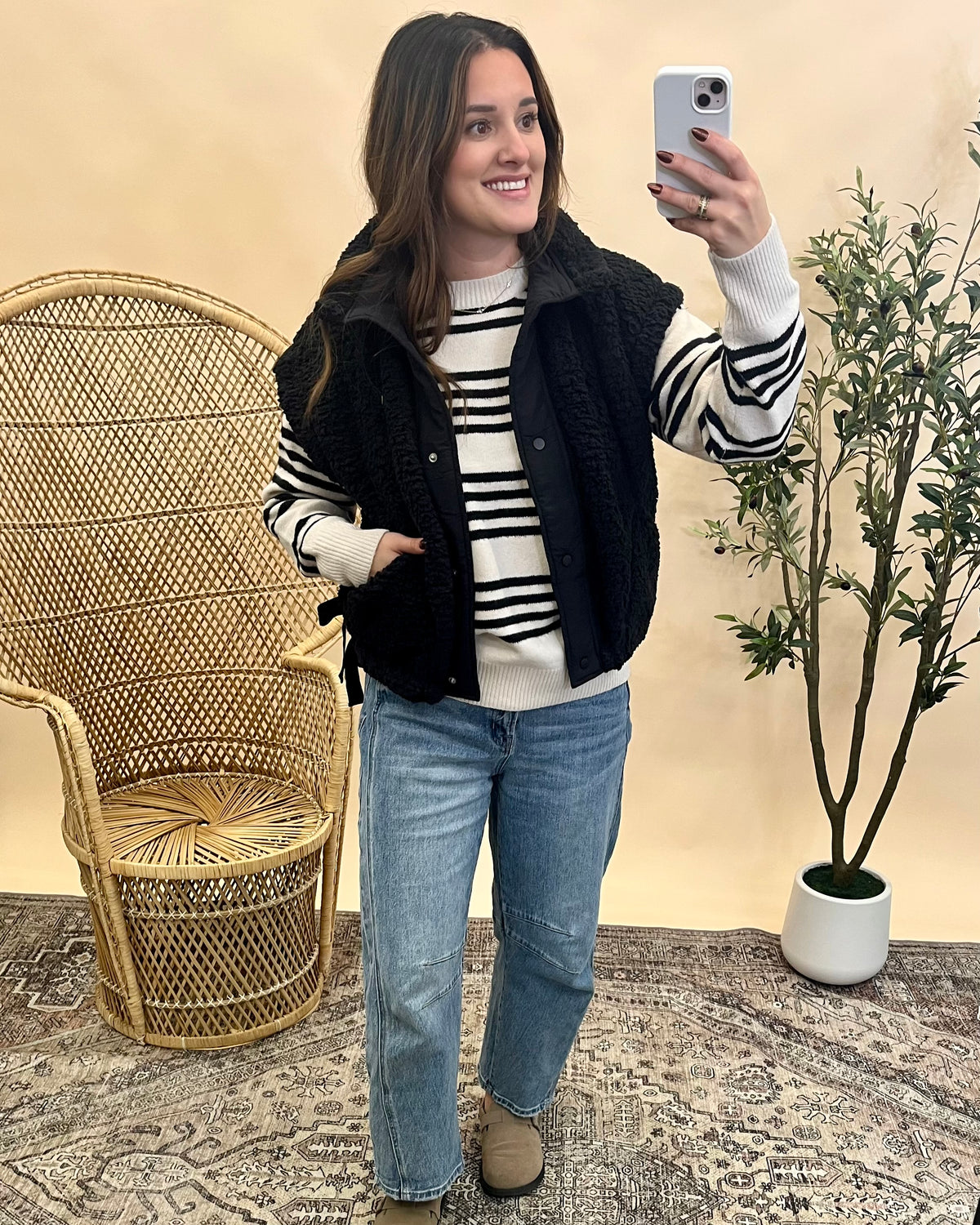 Riley Striped Sweater - White/Black
