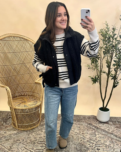 Riley Striped Sweater - White/Black