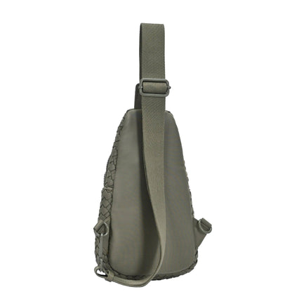 Marie Neoprene Woven Sling Bag: Moss