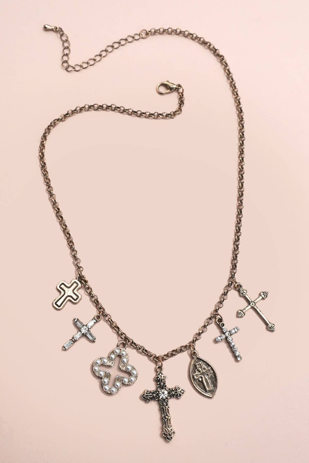 Cross Charm Necklace - Burnish Gold
