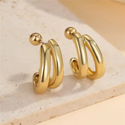 Double Hoop Earrings - Gold