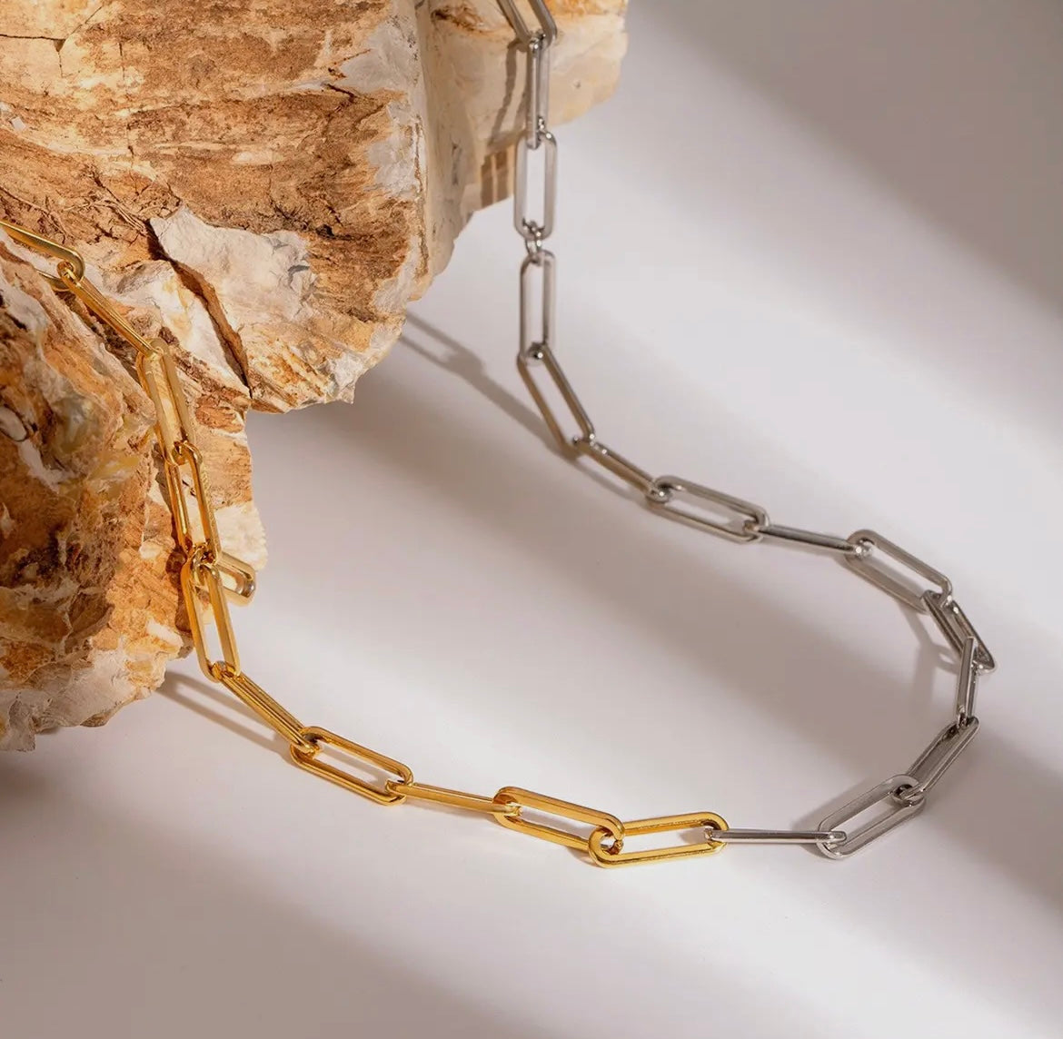 Two Tone Paper Clip Necklace