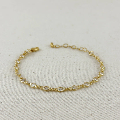 Round Bezel CZ Bracelet - 18k Gold Filled