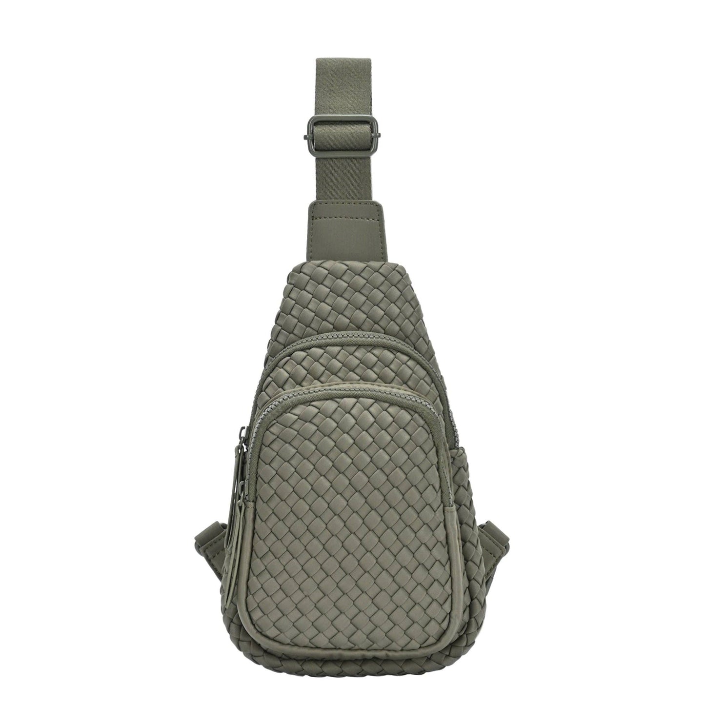 Marie Neoprene Woven Sling Bag: Moss