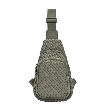 Marie Neoprene Woven Sling Bag: Moss
