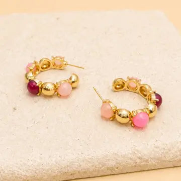 Multi Color Gold Hoops - Pinks