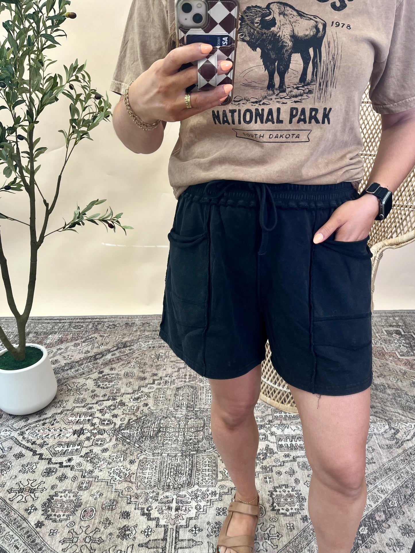 Kaytlin Barrel Utility Shorts - Black