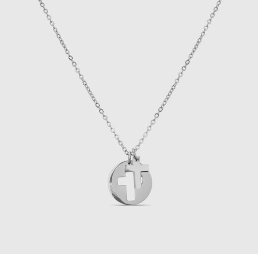 Cut Out Cross Necklace - Silver