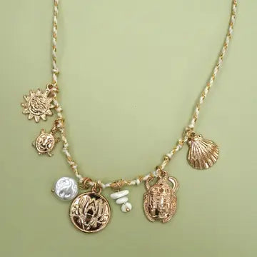 Corded Charm Necklace - Cream