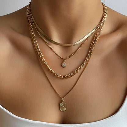 Double Charm Multi Layer Necklace - Gold