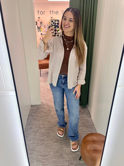 Maren Linen Button Up - Mocha