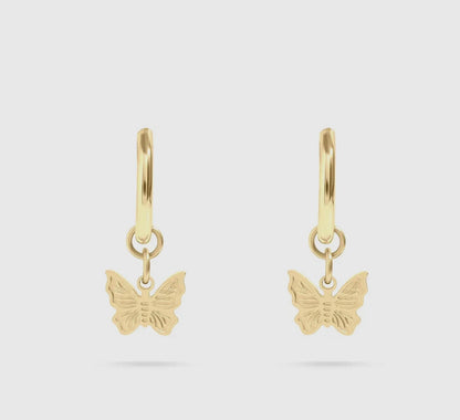 Butterfly Huggie Earrings - Gold