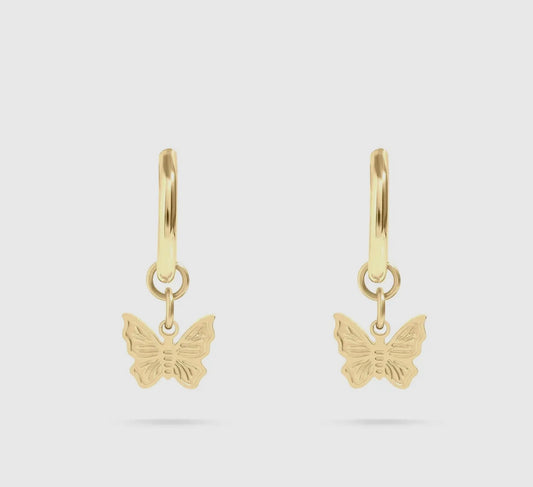 Butterfly Huggie Earrings - Gold