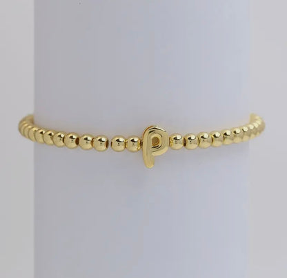 Initial Beaded Bracelet - Gold