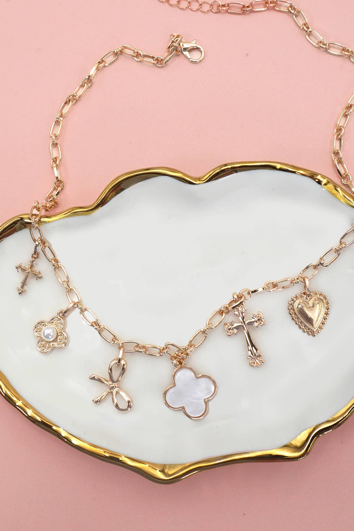 Clover Charm Necklace - Gold