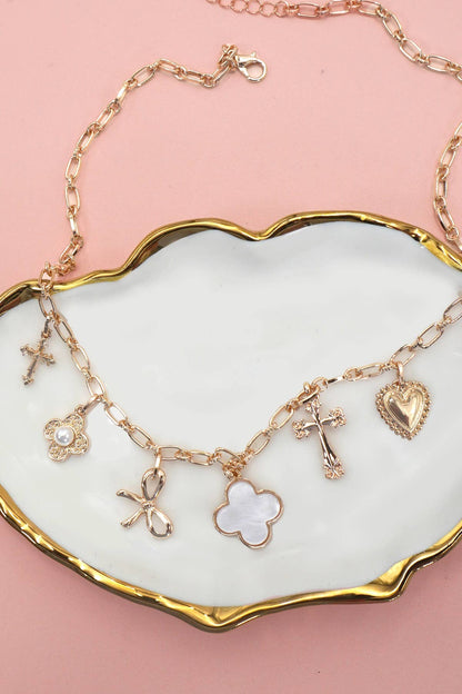 Clover Charm Necklace - Gold