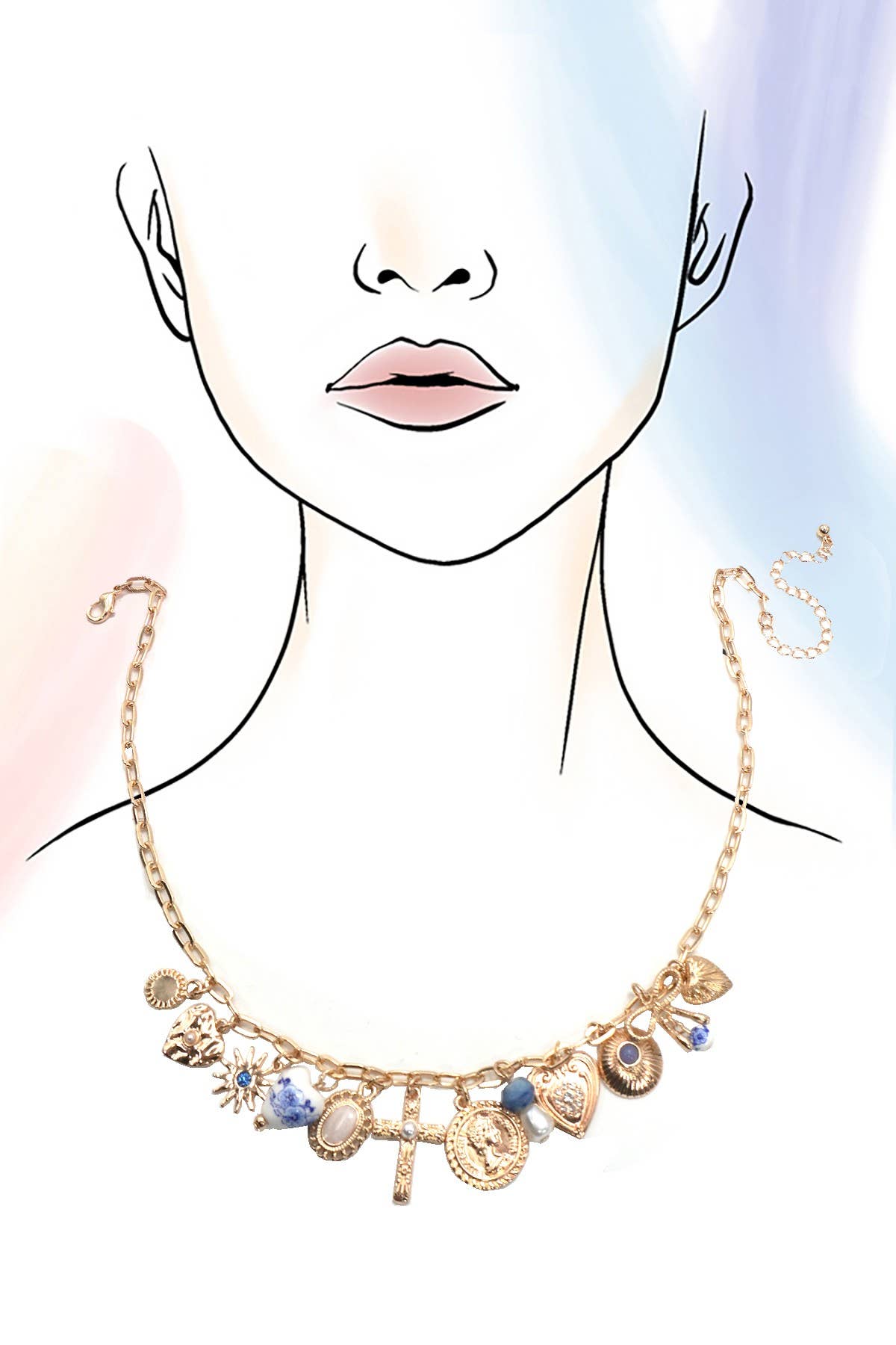 Porcelain Heart Charm Necklace