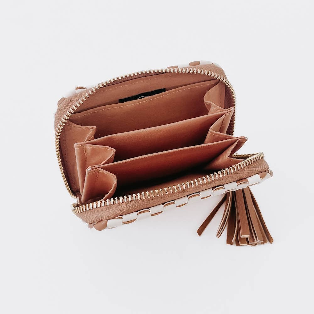 Wynona Woven Wallet: Checkered Tan