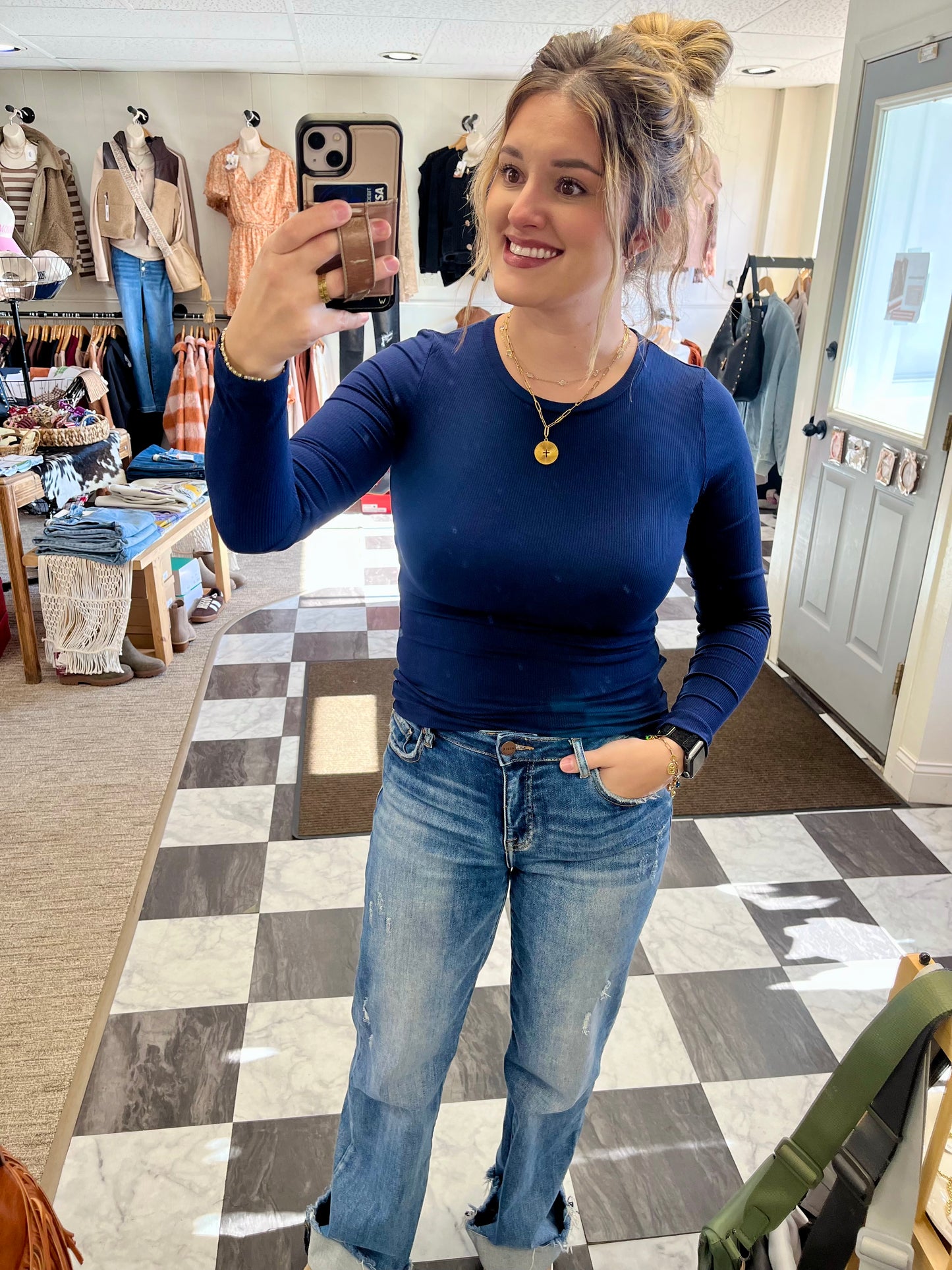 Elena Long Sleeve - Navy Blue