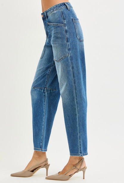 Madi Mid Rise Barrel Jeans