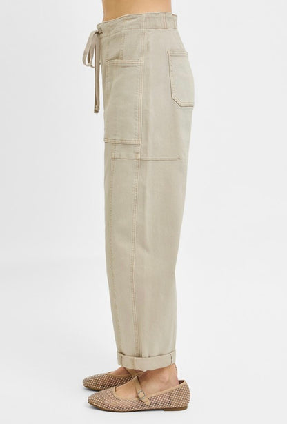 Luna Barrel Cargo Pants - Almond