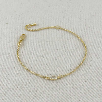 CZ Solitaire  Bracelet -18k Gold Filled