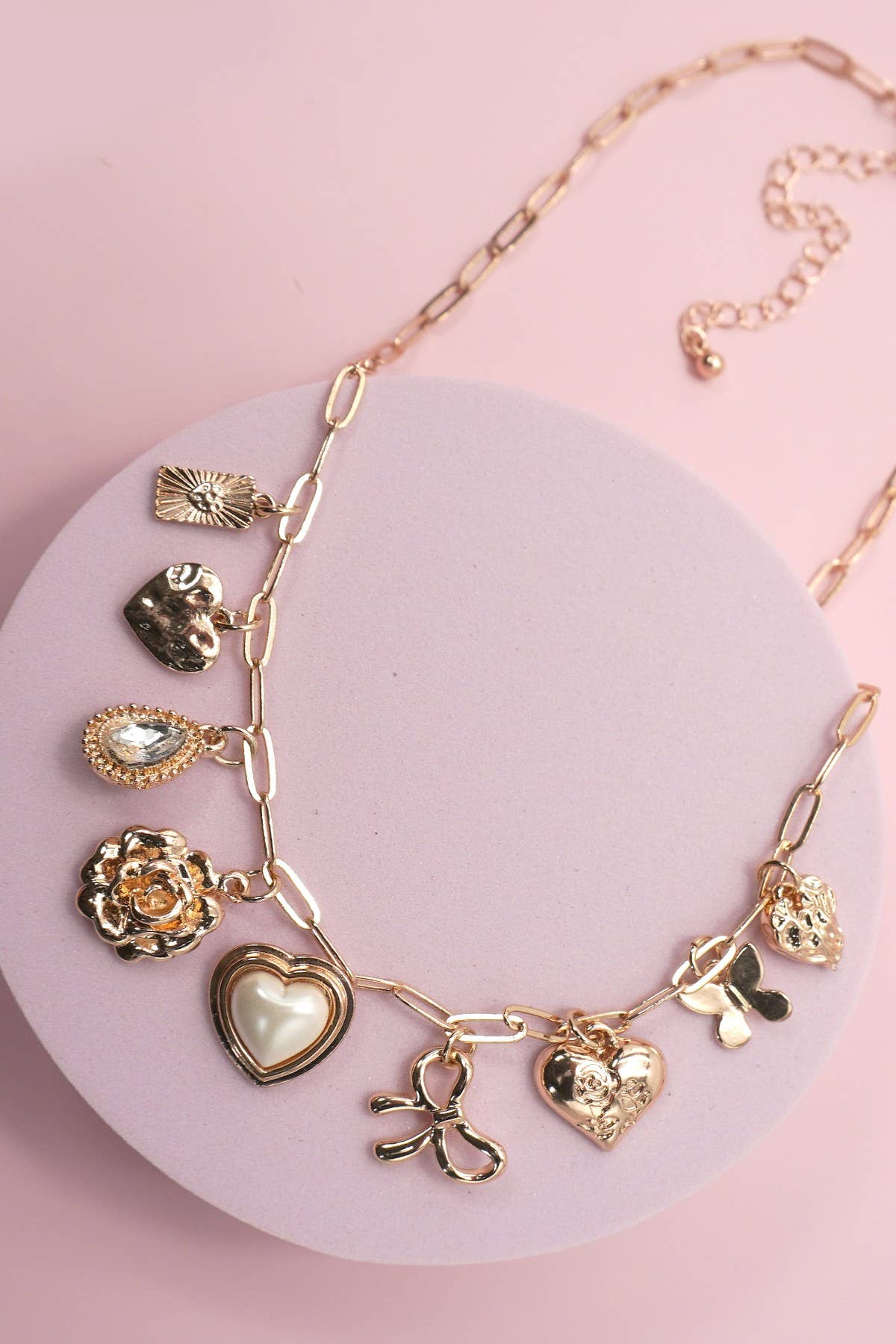 Flower Charm Necklace - Gold