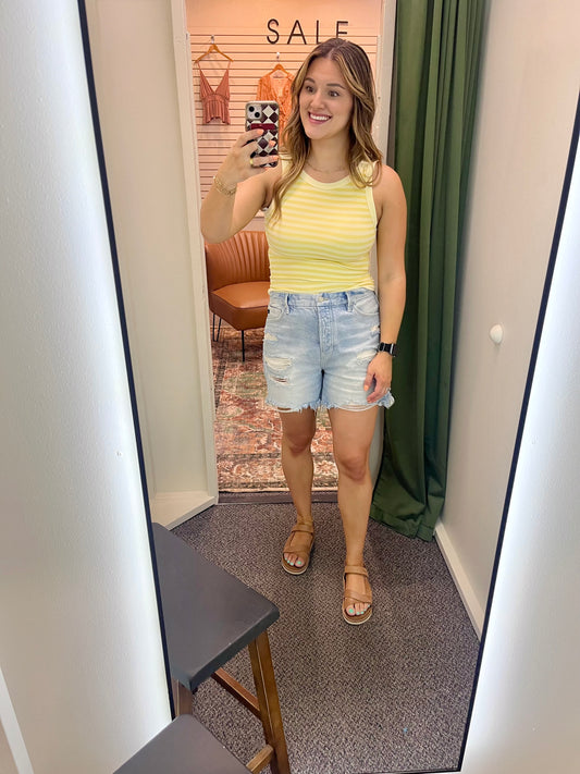 Hannah Reversible Striped Tank - Butter Yellow OSFM