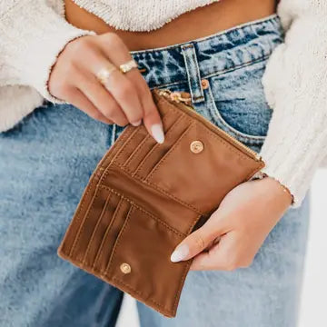 Kat Suede Wallet - Olive