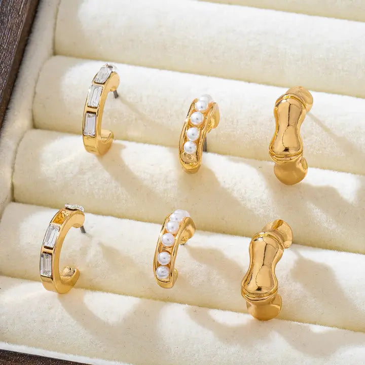 Bamboo Hoop Huggies - Gold