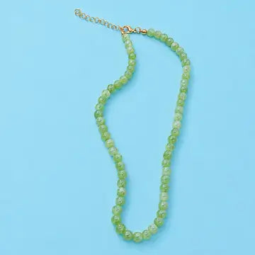 Natural Agate Glass Bead Necklace - Sage
