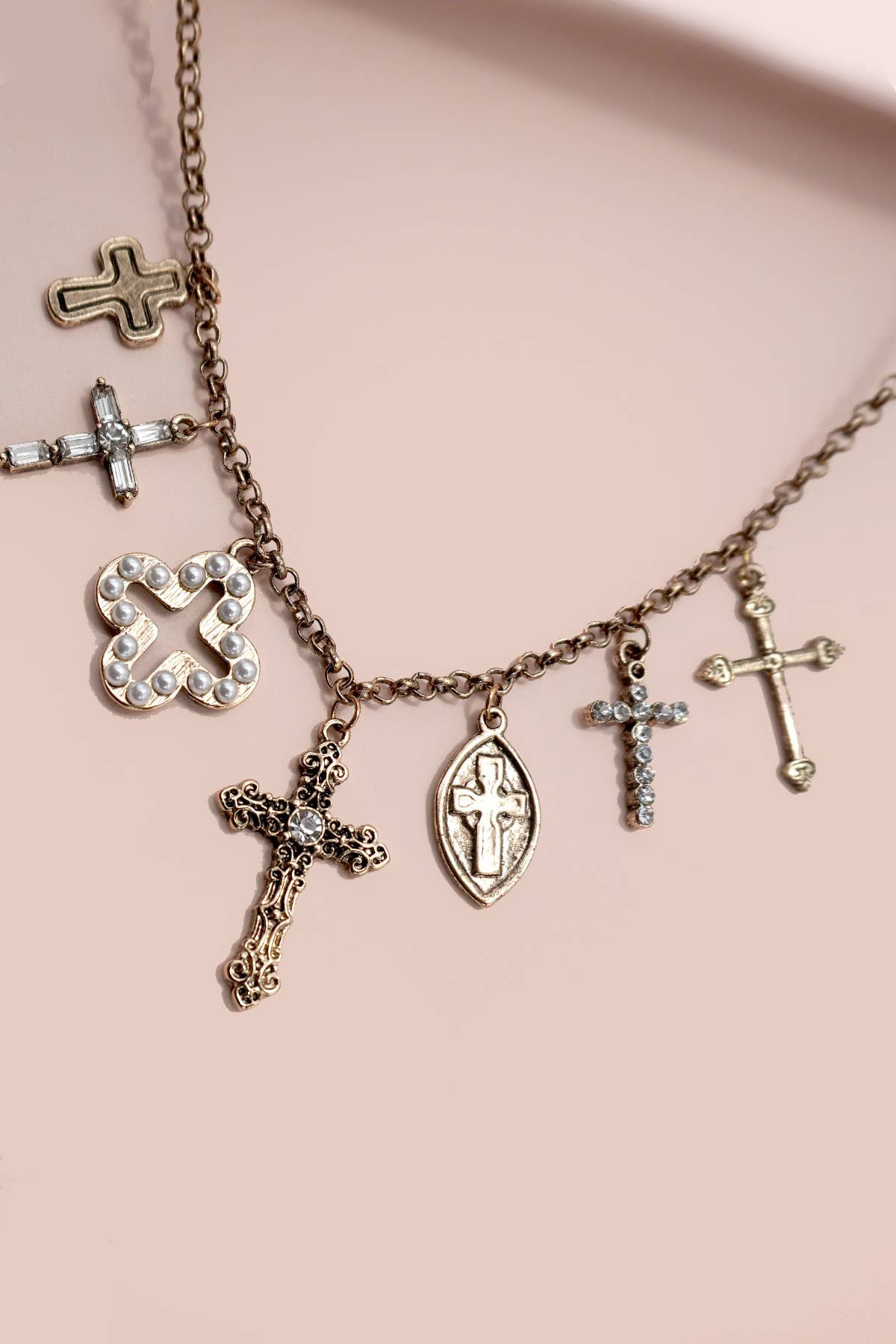 Cross Charm Necklace - Burnish Gold