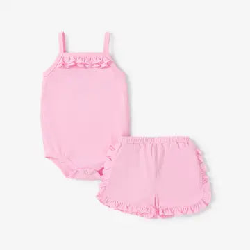 Ruffle Cami & Shorts Set - Pink