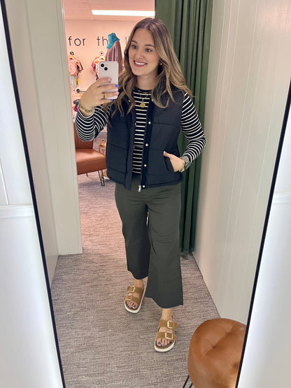Harlow Cropped Leg Pants - Olive Green