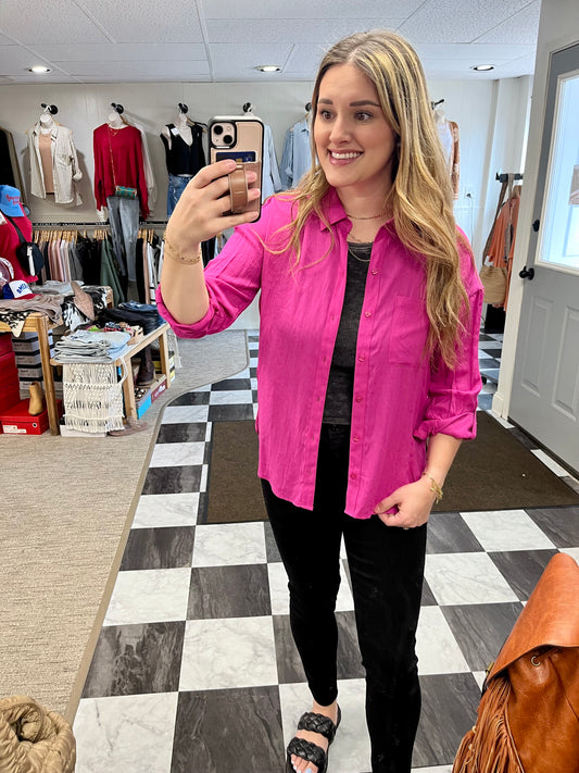 Ellie Button Up - Pink