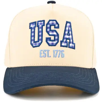 Gingham USA Hat - Navy