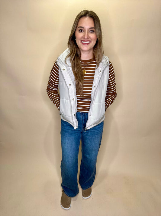 Lanae Striped Long Sleeve - Brown/White