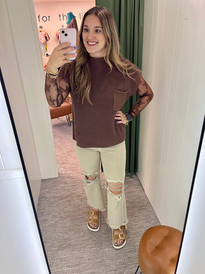 Dahlia Short Sleeve Sweater - Mocha