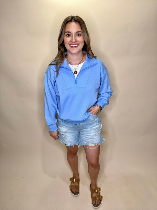 Chelsea Half Zip Pullover - Spring Blue
