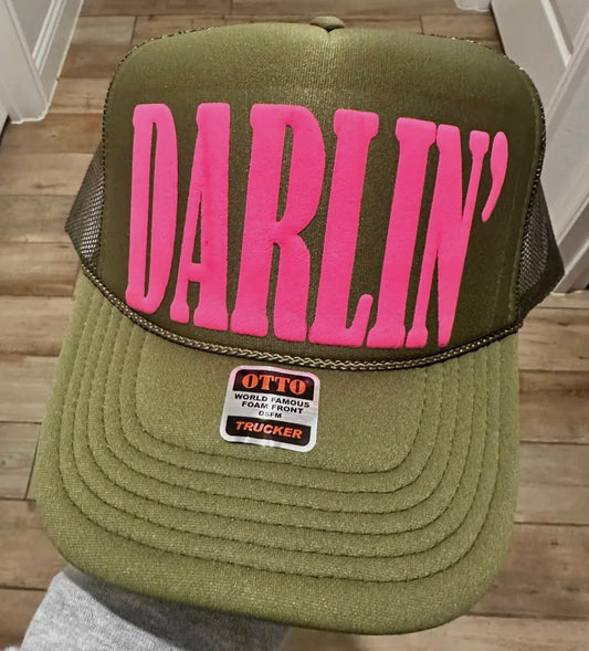 Darlin’ Hat - Olive/Neon Pink