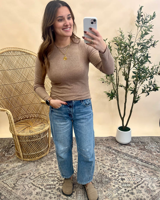 Mia Ribbed Long Sleeve - Hazelnut