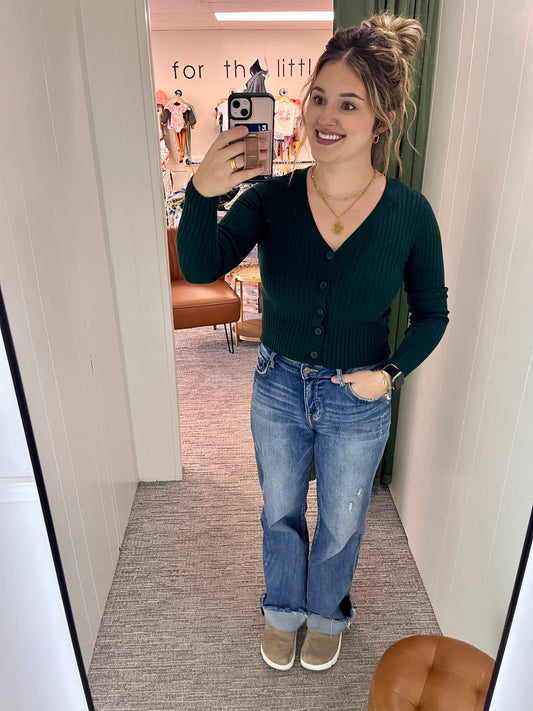 Vera Vneck Sweater - Emerald Green