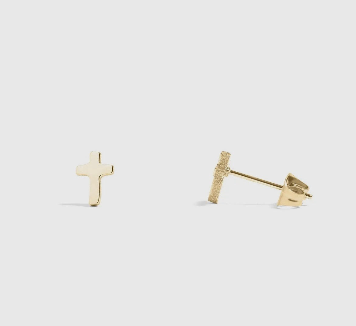 Gold Cross Stud Earrings