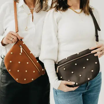 Gold Studded Westlyn Bum Bag - Chocolate